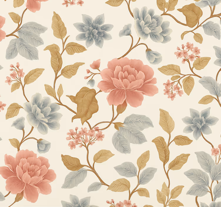 Papel tapiz recámara matrimonial floral romántico - TenVinilo