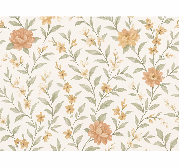 Papel tapiz recámara matrimonial flor asiática - TenVinilo