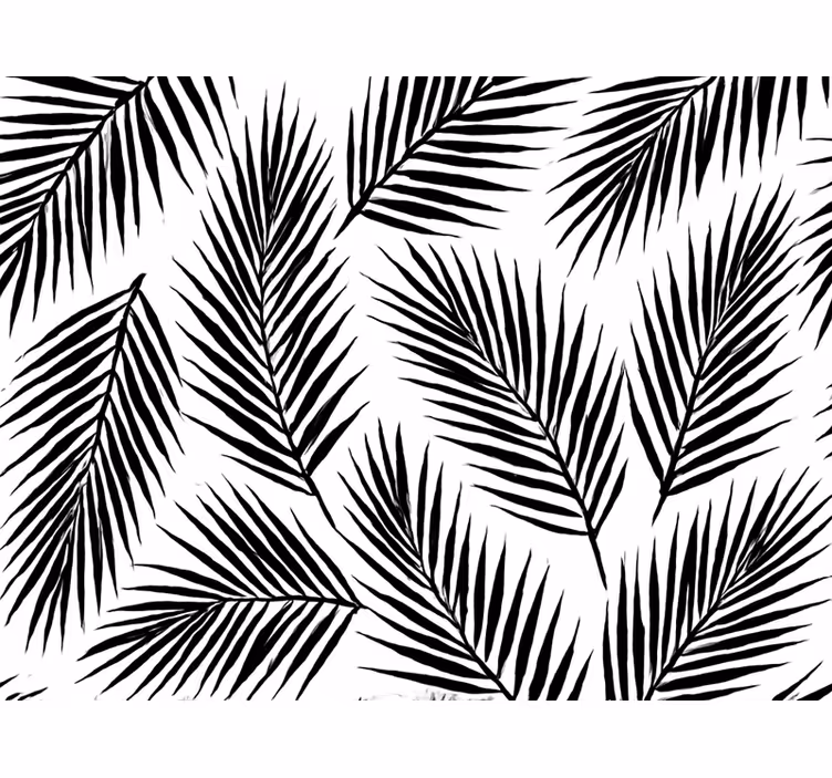 Papel tapiz hojas siluetas de palmera negra - TenVinilo