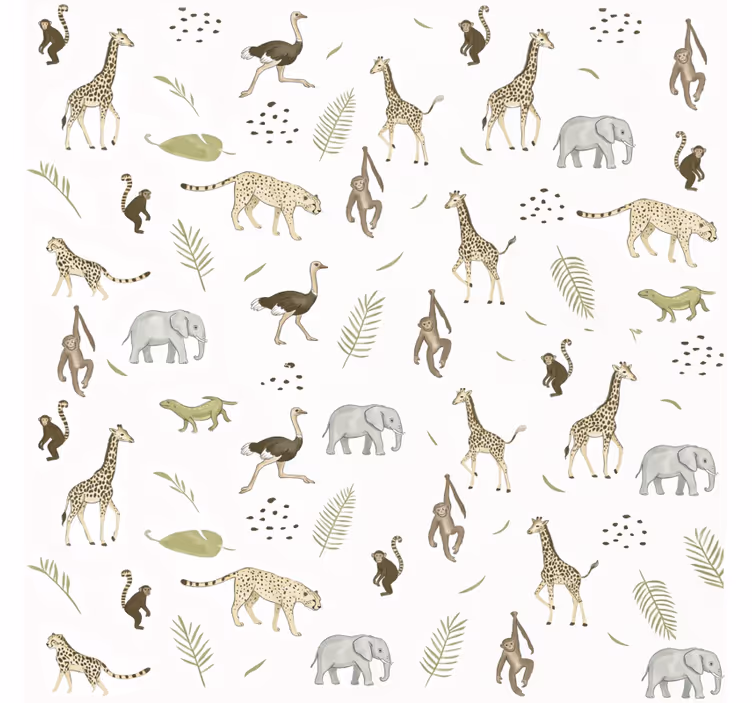 Papel tapiz infantil animales de la sabana - TenVinilo
