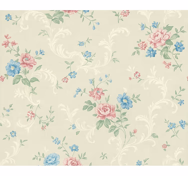 Papel tapiz recámara matrimonial diseño floral sencillo - TenVinilo