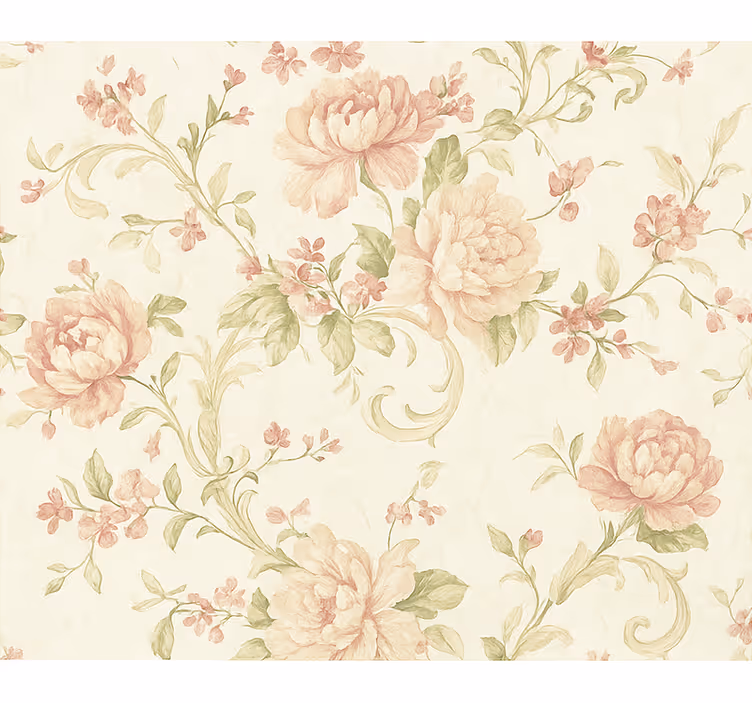 Papel tapiz recámara matrimonial patrón floral rosa claro - TenVinilo