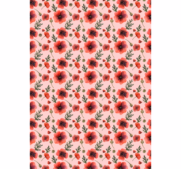Papel tapiz flores amapolas en acuarela - TenVinilo