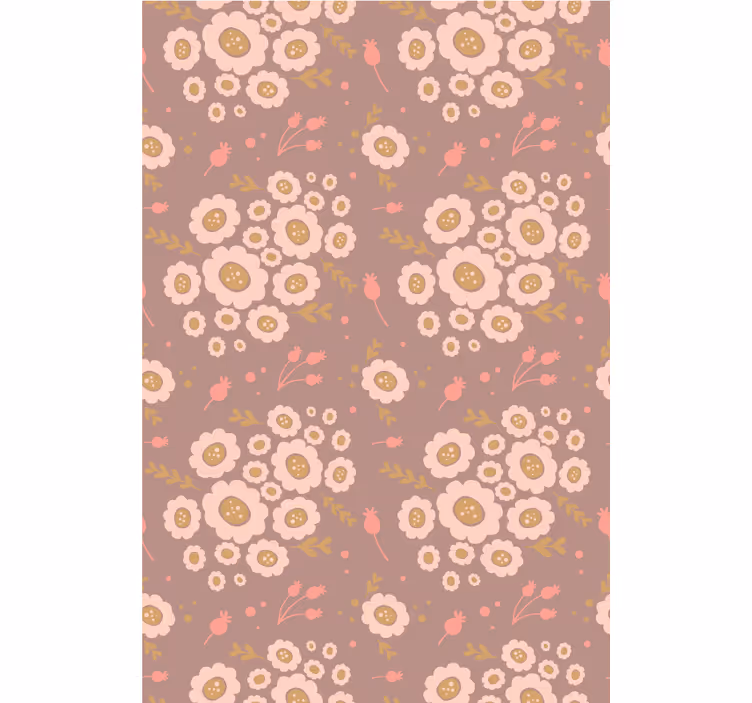 Papel tapiz floral en tonos pastel de arte popular - TenVinilo