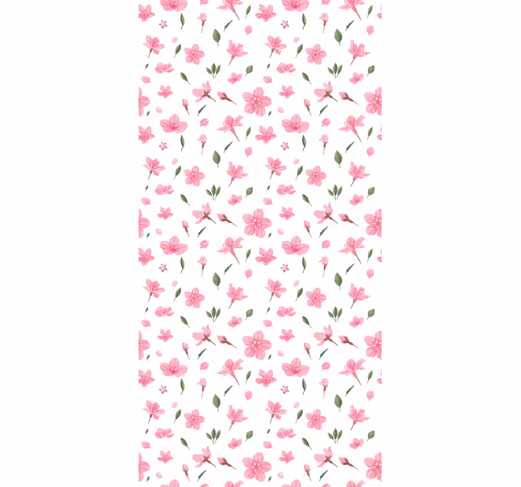 Papel tapiz floral flores de cerezo en acuarela rosa - TenVinilo