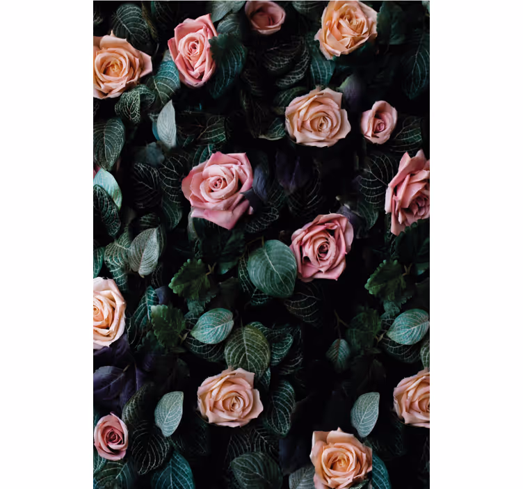Papel tapiz floral flores de rosa roja - TenVinilo