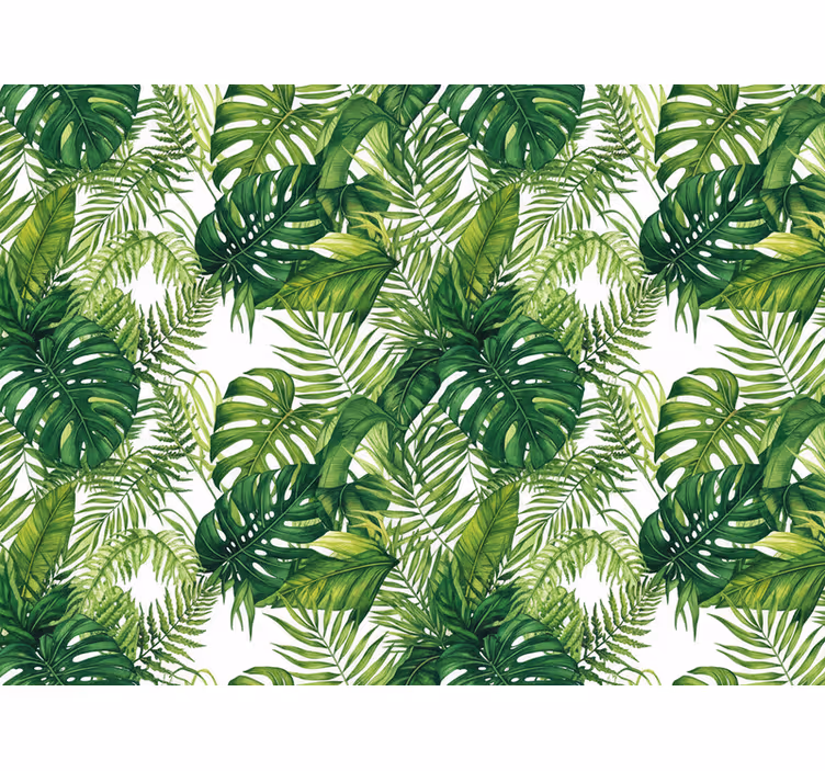 Papel tapiz cocina hojas verdes de selva - TenVinilo