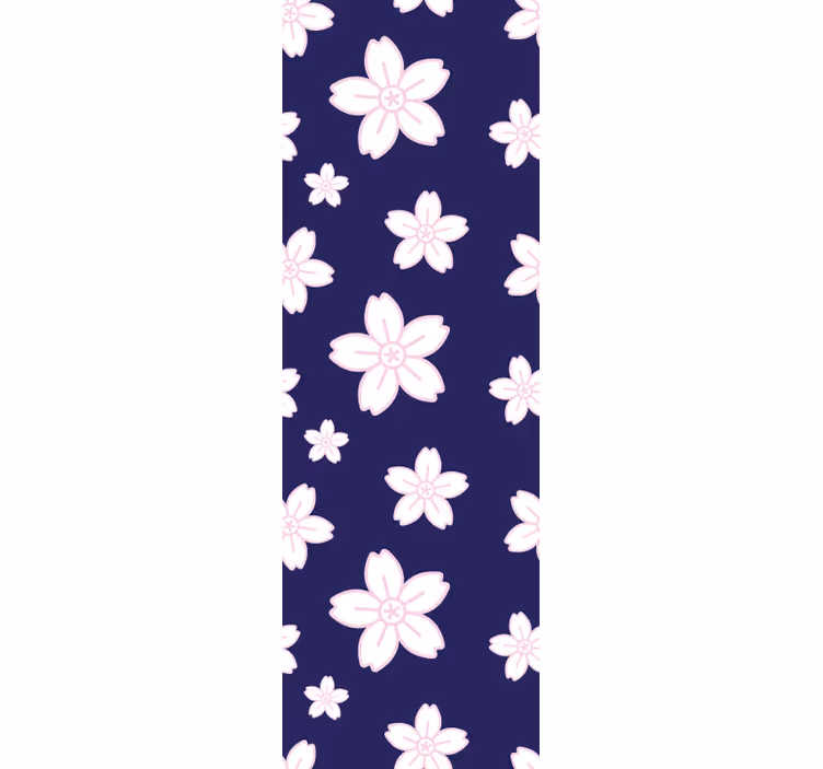 Papel tapiz para recámara fondo azul flores ciruela - TenVinilo