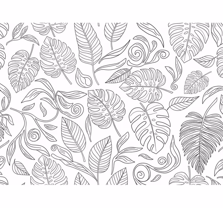 Papel tapiz moderno botánico blanco y negro - TenVinilo