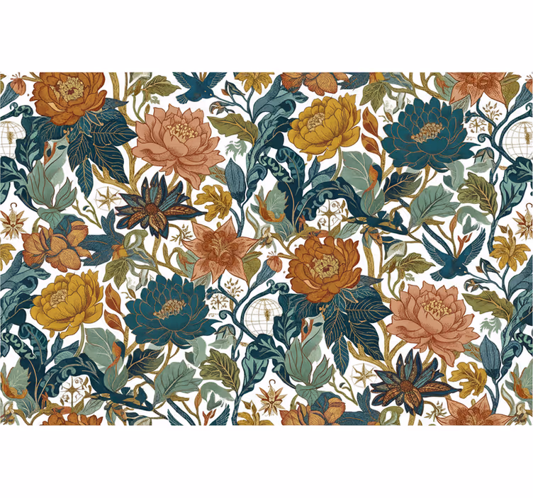 Papel tapiz flores estilo de paredes vivas - TenVinilo