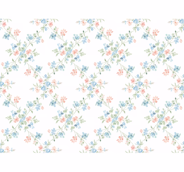 Papel tapiz flores pequeñas en acuarela suave - TenVinilo