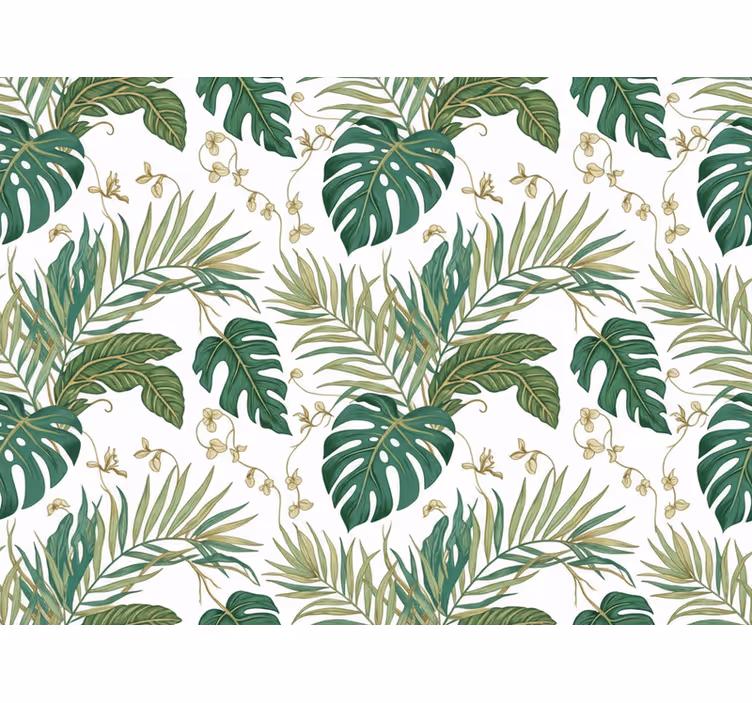 Papel tapiz hojas selva de lujo - TenVinilo