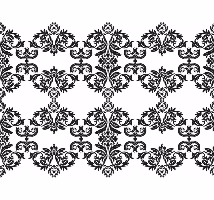 Papel tapiz barroco diseño damasco floral negro - TenVinilo