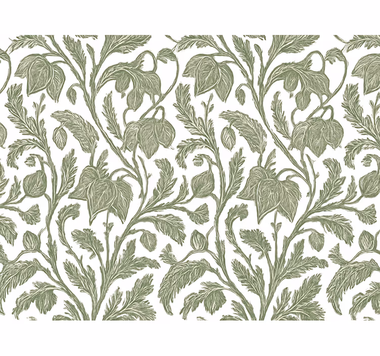 Papel tapiz flores palmas exóticas verde barro - TenVinilo