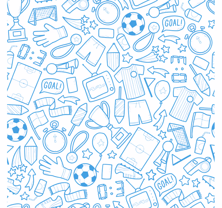 Papel tapiz azul set de ilustraciones de fútbol - TenVinilo