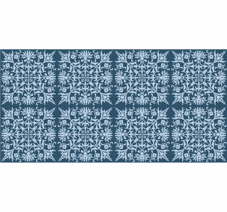 Papel tapiz azul con patrón floral provincial francés - TenVinilo