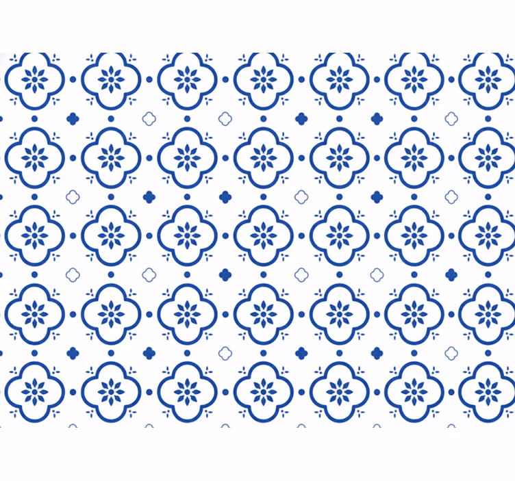 Papel tapiz blanco azulejos azules - TenVinilo