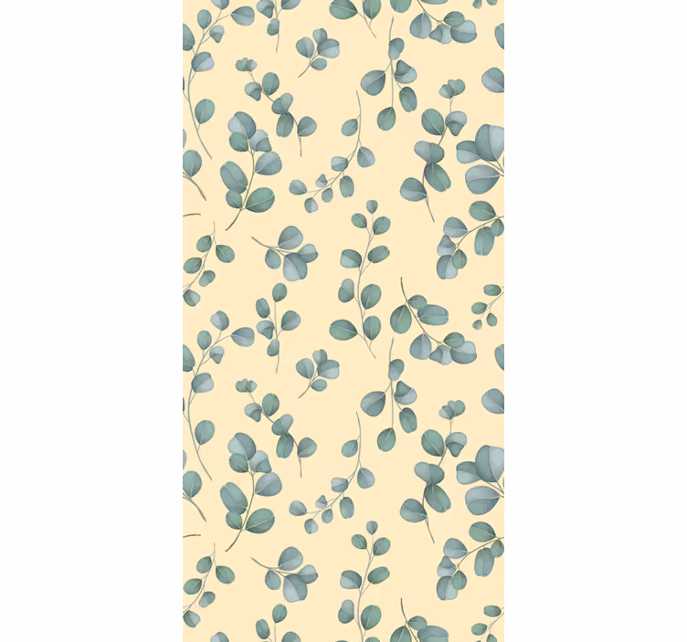 Papel tapiz beige con diseño de hojas de eucalipto - TenVinilo