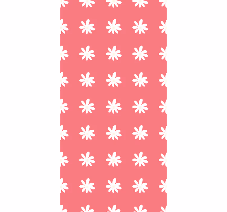Papel tapiz rojo con flores margaritas sobre rosa - TenVinilo