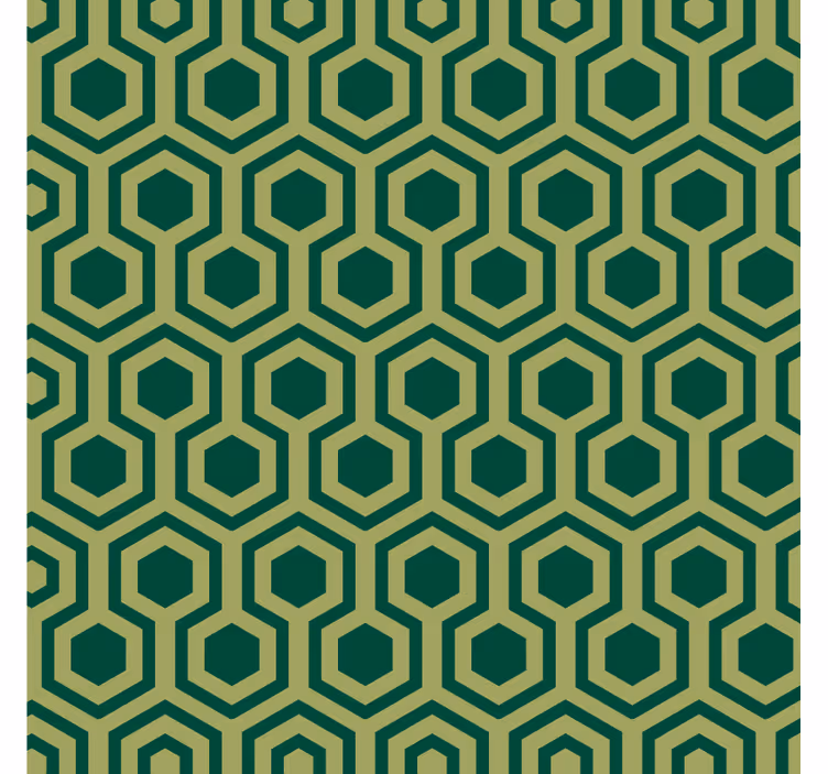 Papel tapiz verde azulejos hexagonales vintage - TenVinilo