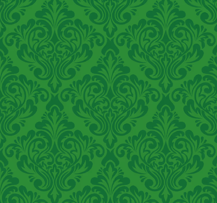 Papel tapiz verde damasco floral - TenVinilo