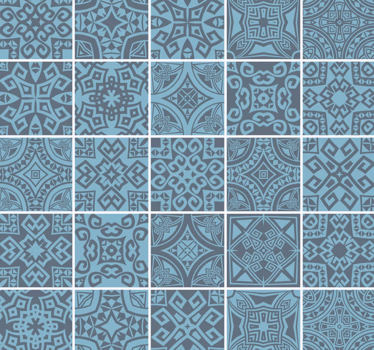 Papel pintado baño azulejos estilo griego - TenVinilo