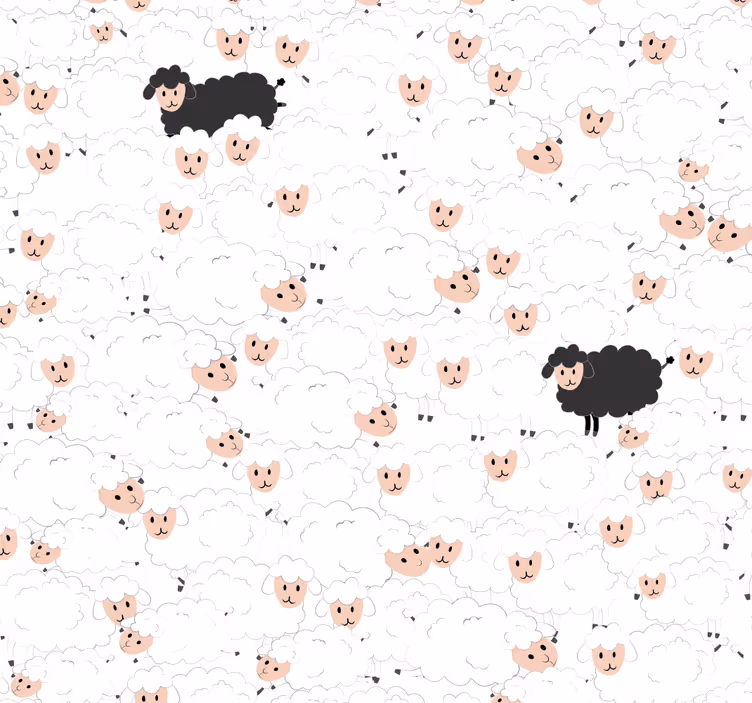 Papel pintado infantil ovejas estampadas  - TenVinilo