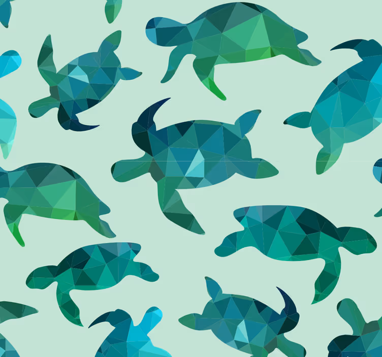 Papel tapiz peces patrón de tortuga - TenVinilo