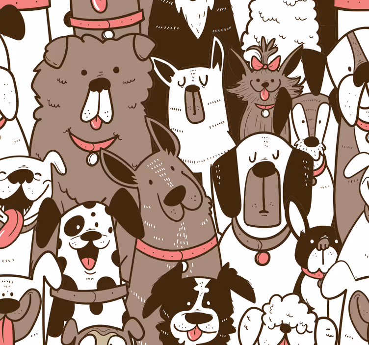 Papel tapiz perros caras felices - TenVinilo