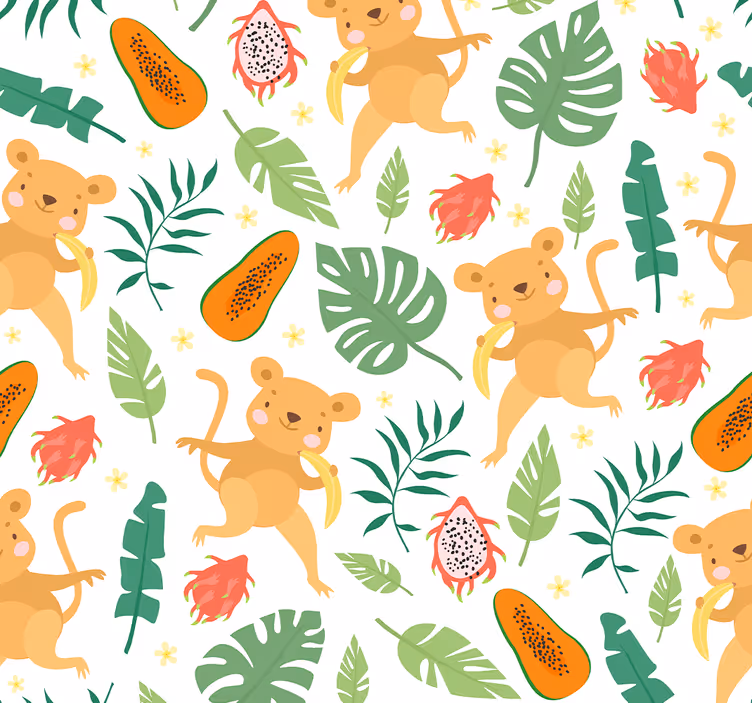 Papel tapiz animales motivo de jungla de monos - TenVinilo