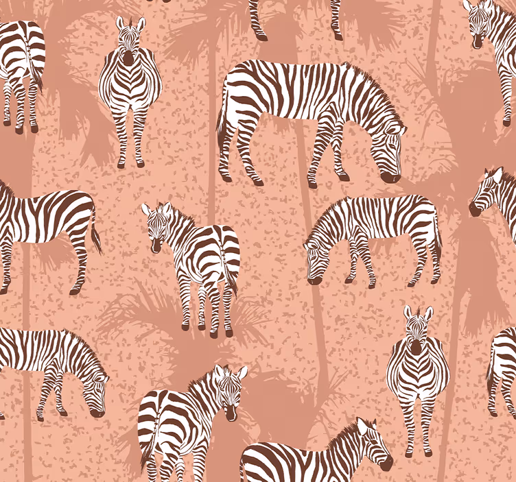 Papel pintado infantil patrón cebras y palmas - TenVinilo