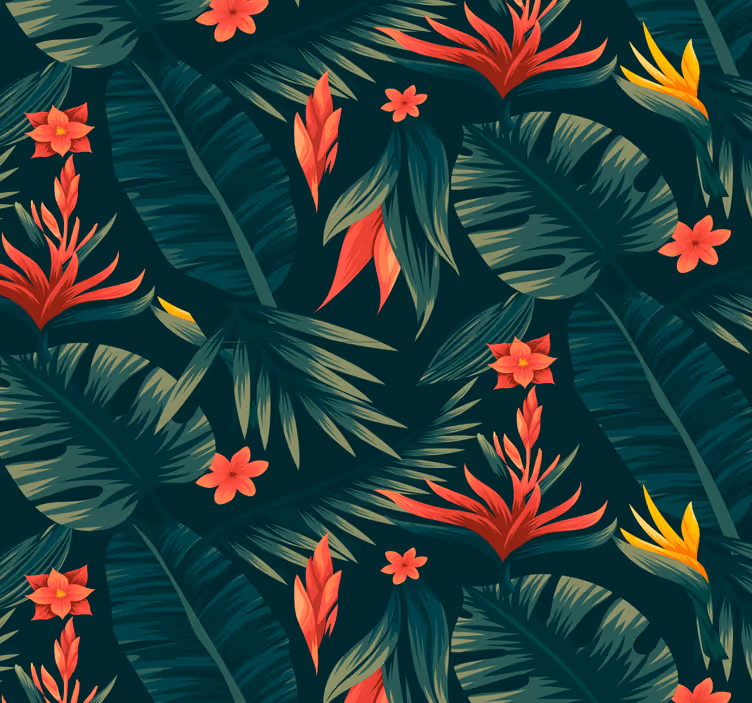 Papel pintado flores Zona tropical - TenVinilo