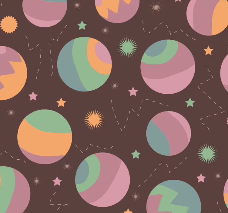 Papel tapiz infantil patrón de lunares cósmico - TenVinilo