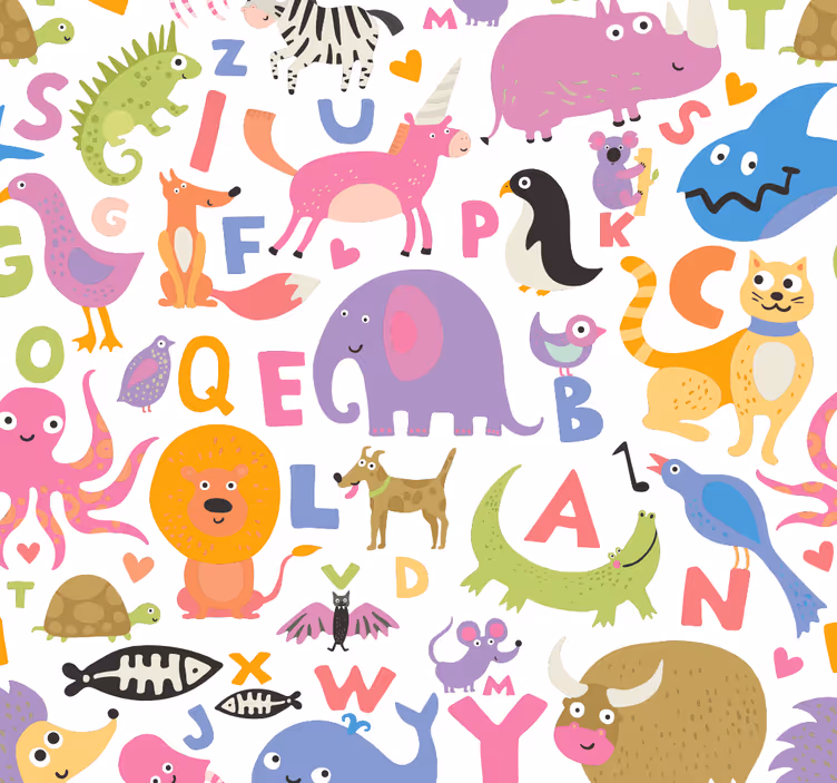 Papel pintado infantil abecedario nórdico - TenVinilo