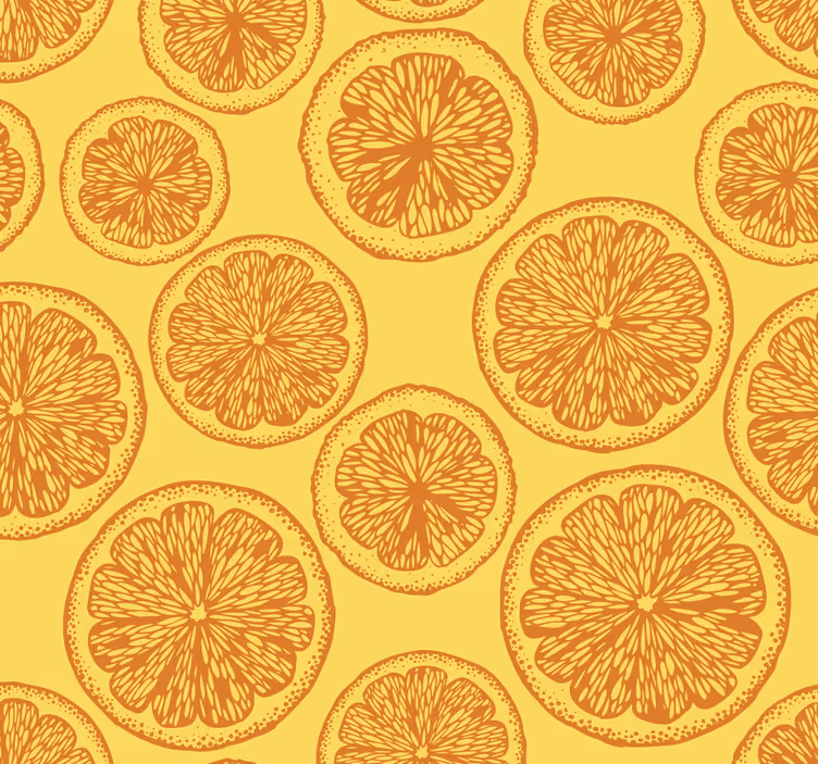 Papel tapiz naranja patrón de rodajas de cítricos - TenVinilo