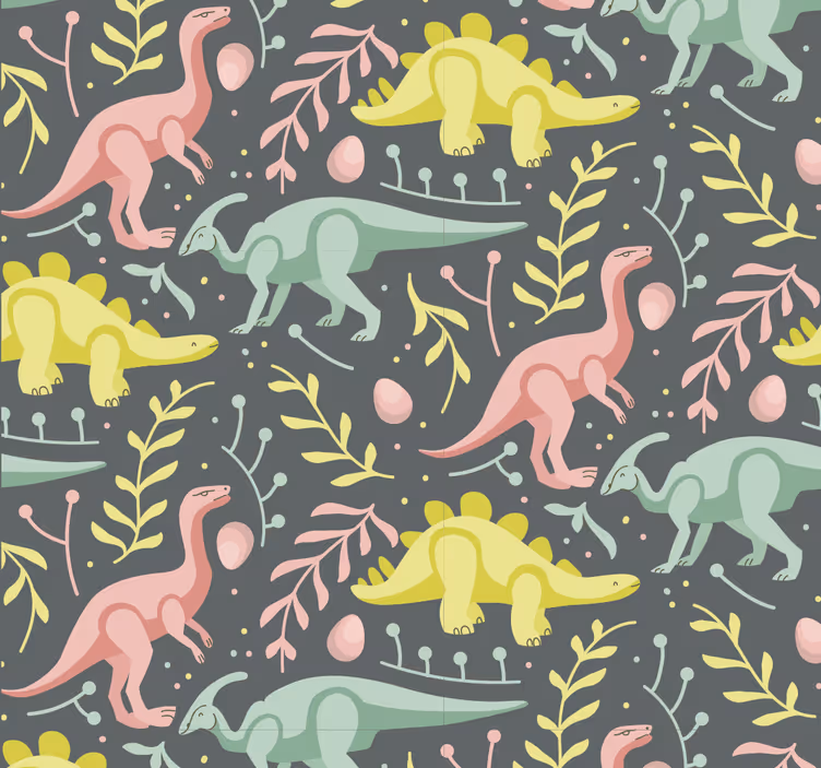Papel tapiz dinosaurios juego de dibujos animados - TenVinilo