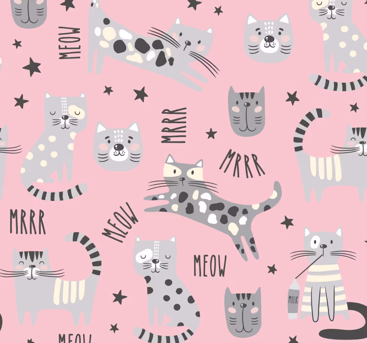 Papel tapiz gatos tiempo de juego felino - TenVinilo