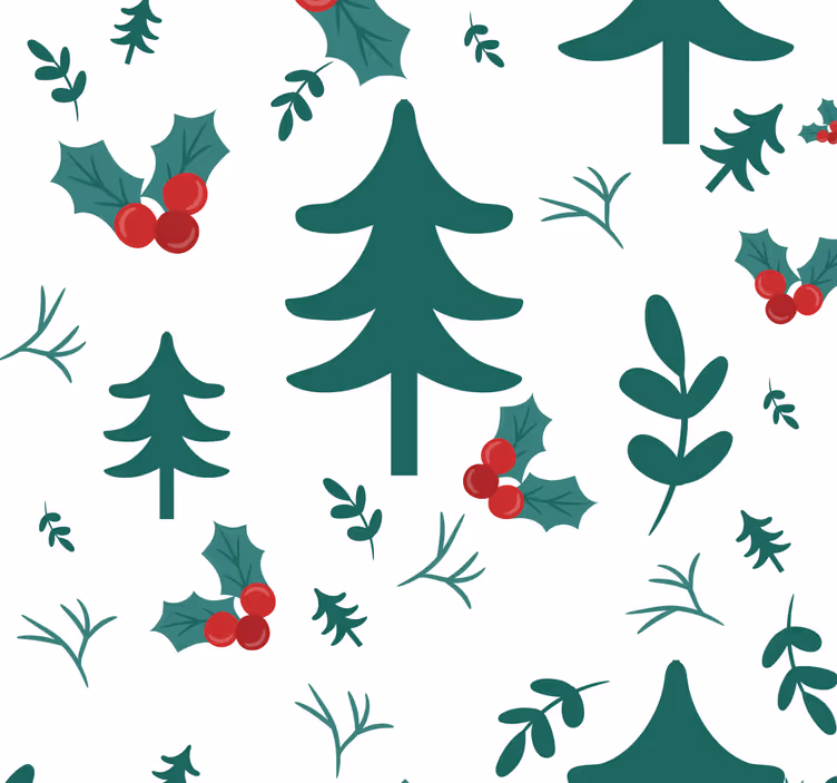 Papel tapiz navidad patrón de árbol festivo - TenVinilo