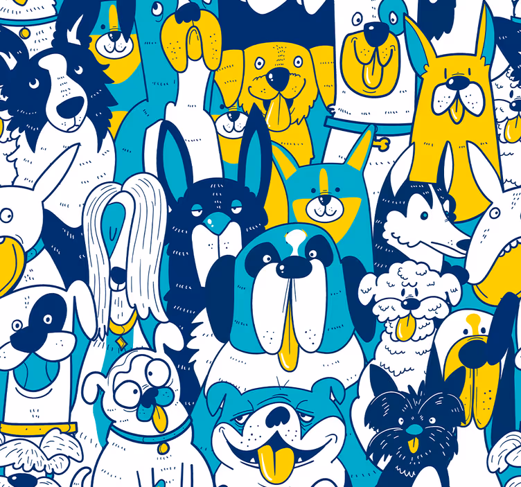 Papel tapiz animales asamblea canina animada - TenVinilo