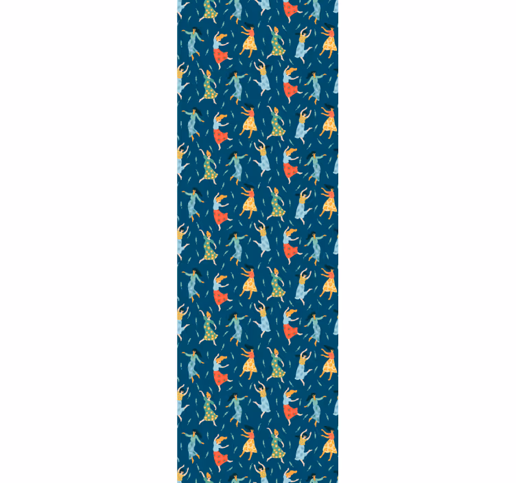 Papel tapiz azul patrón de mujeres danzantes - TenVinilo
