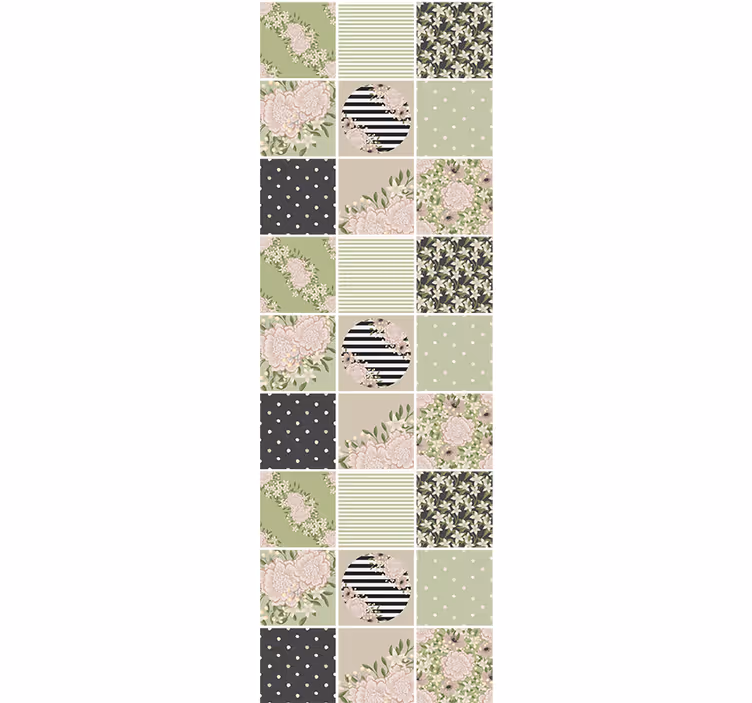 Papel tapiz floral diseño de patchwork floral - TenVinilo