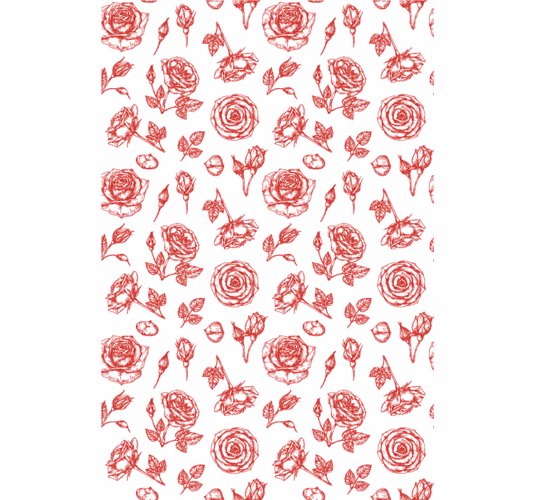 Papel tapiz flores patrón floral bosquejado - TenVinilo