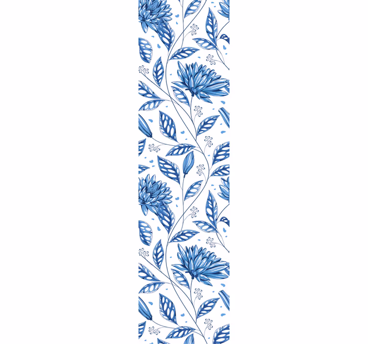 Papel tapiz flores patrón floral azul - TenVinilo