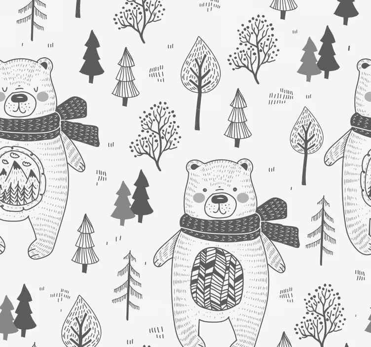 Papel tapiz animales motivo de oso del bosque - TenVinilo