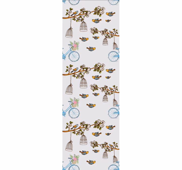 Papel tapiz pájaros diseño de pájaro en bicicleta - TenVinilo