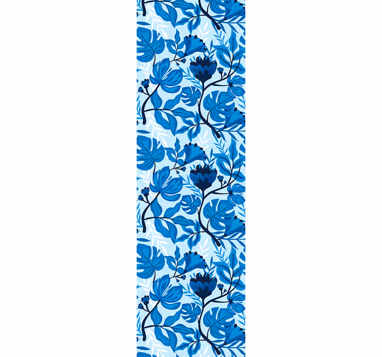 Papel tapiz flores florecimiento botánico azul - TenVinilo