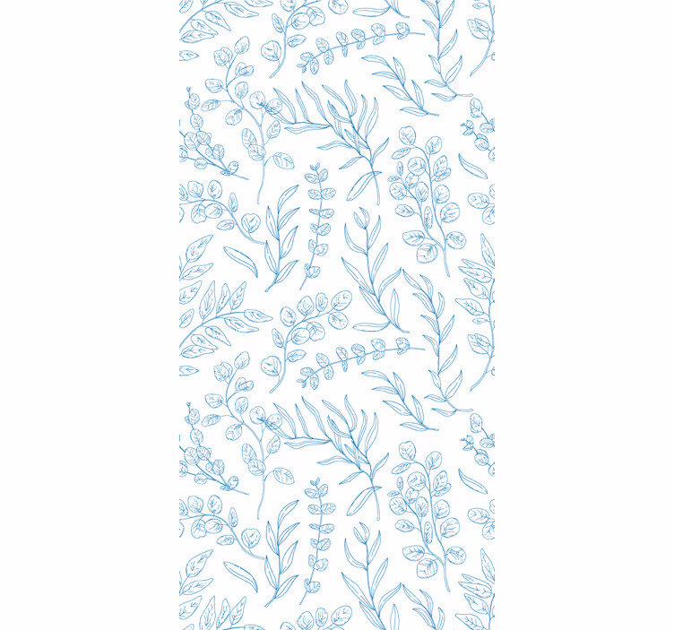 Papel tapiz hojas diseño de boceto floral - TenVinilo