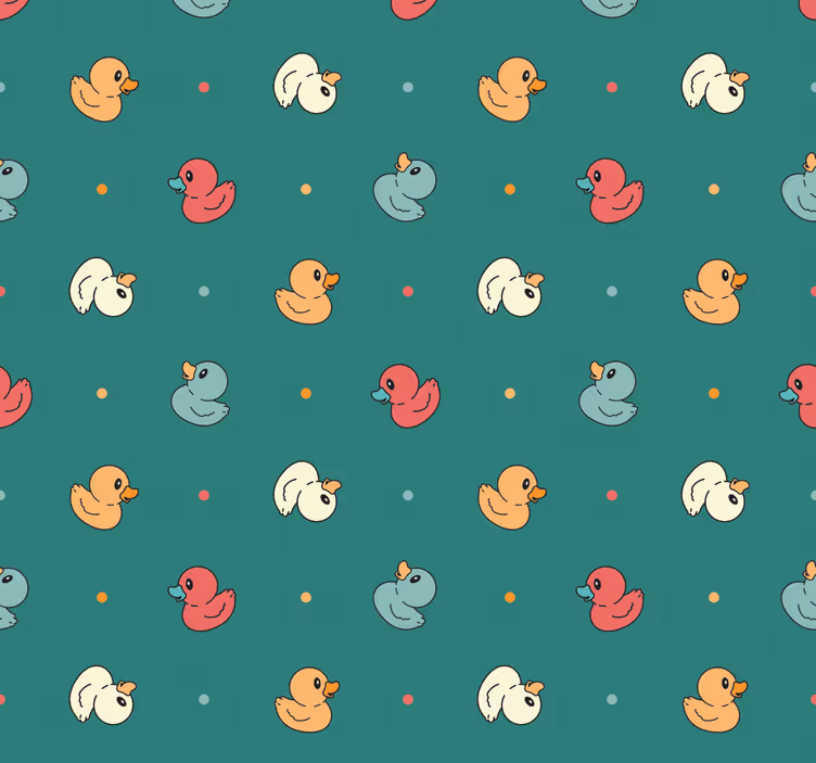 Papel tapiz baño patrón de pato de goma - TenVinilo
