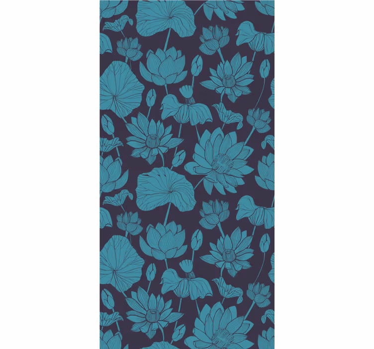 Papel tapiz flores patrón de loto botánico - TenVinilo
