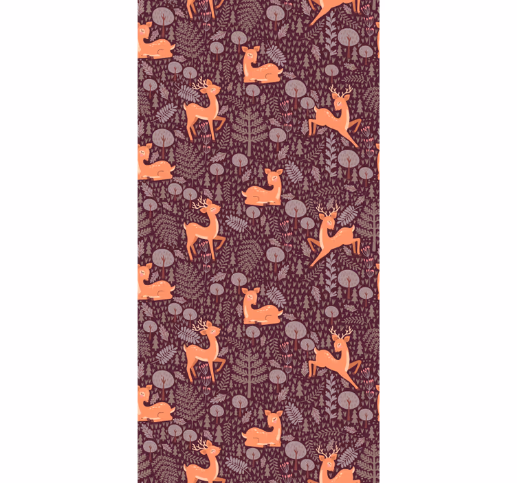 Papel tapiz animales patrón de bosque cervatillo - TenVinilo